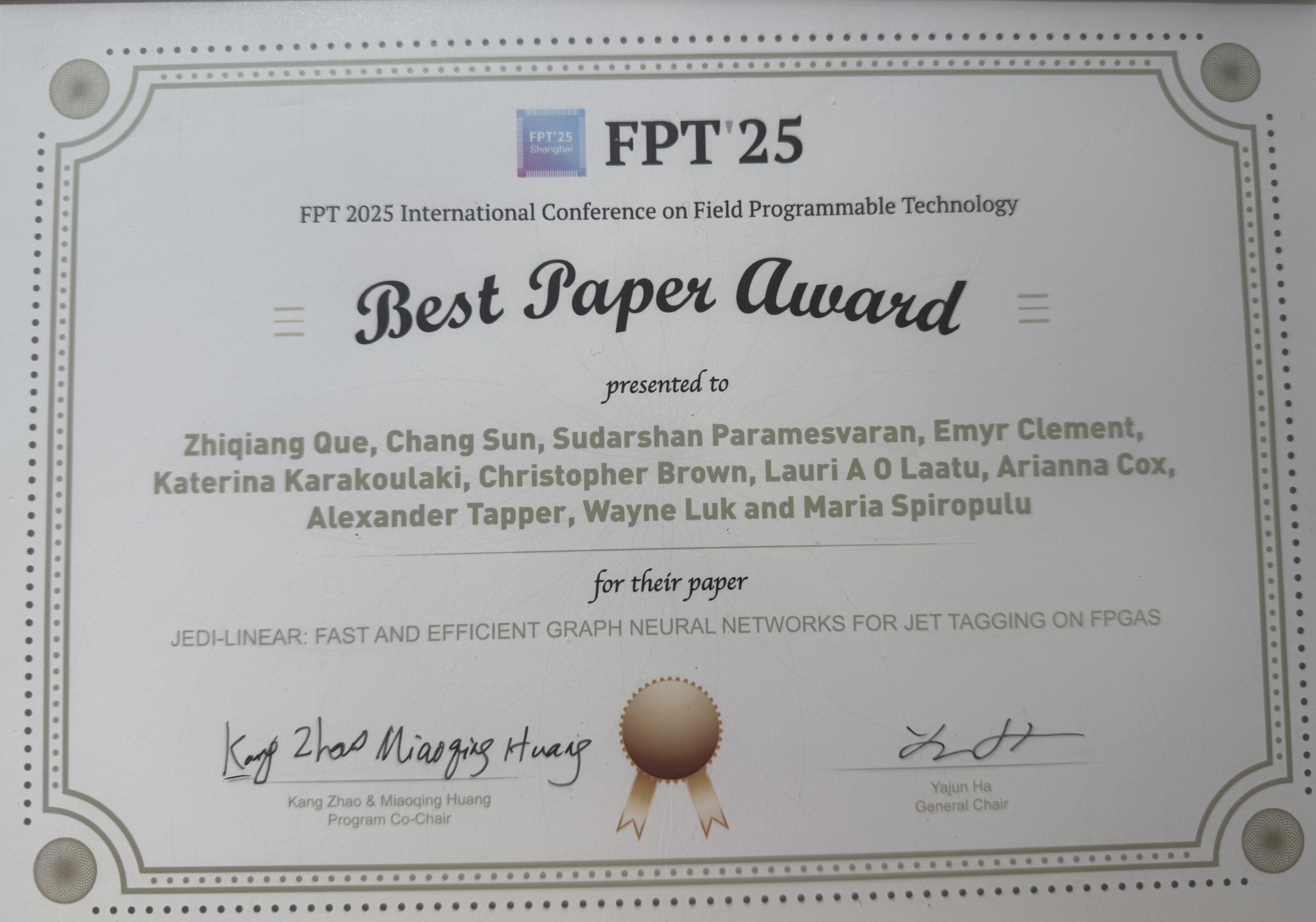 FPT'25 Shanghai: Best Paper Award
